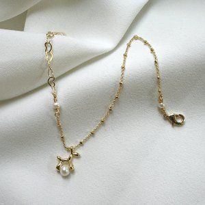 14k Gold Filled Pearl bracelet Silver Deer